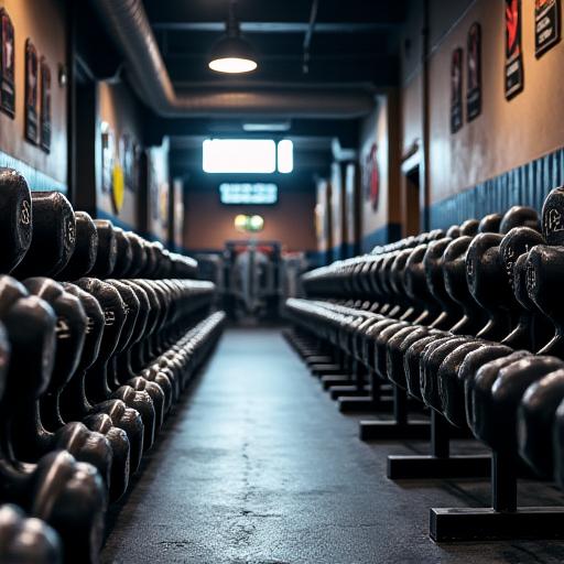 Weights at strength training area